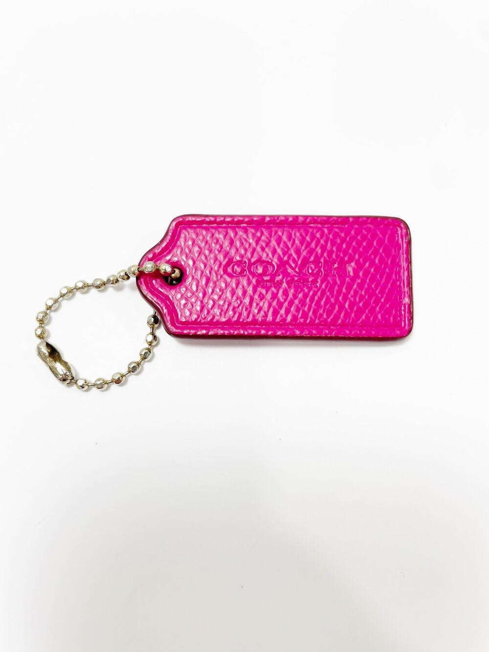 Coach Hang Tag Pebbled Leather Small Pink